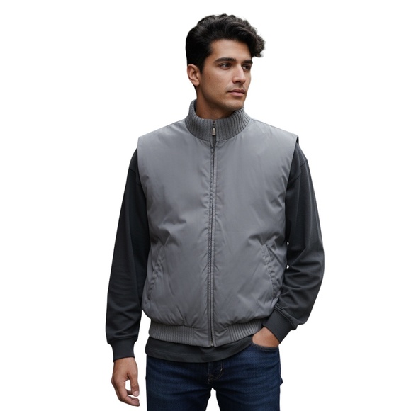 LORO PIANA MEN'S GREY REVERSIBLE STORM SYSTEM RAIN & WIND PROTECTION VEST - Picture 10 of 10